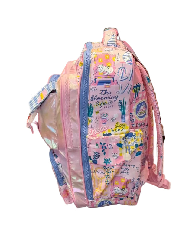 Mochila Primaria Rosa Con Accesorios Lluvia LL26BPC15