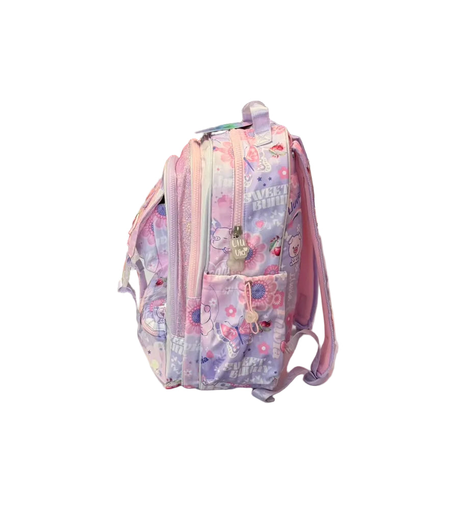 Mochila Primaria Rosa Con Figuras Lluvia LL26BPC07