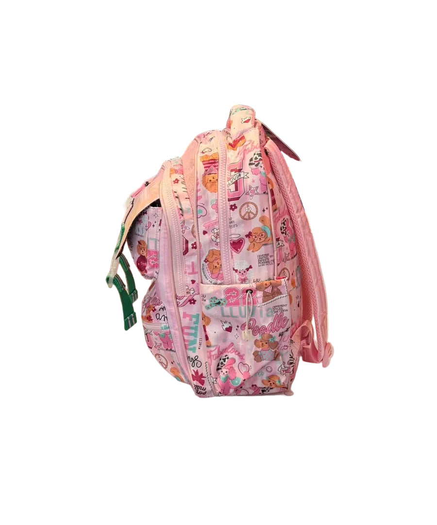Mochila Primaria Rosa Con Broches Lluvia LL26BPC25