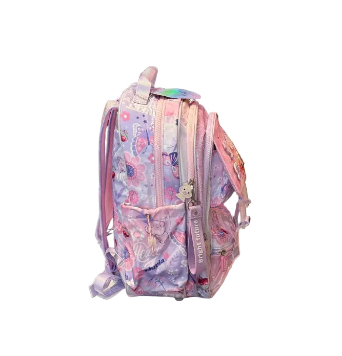 Mochila Primaria Rosa Con Figuras Lluvia LL26BPC07