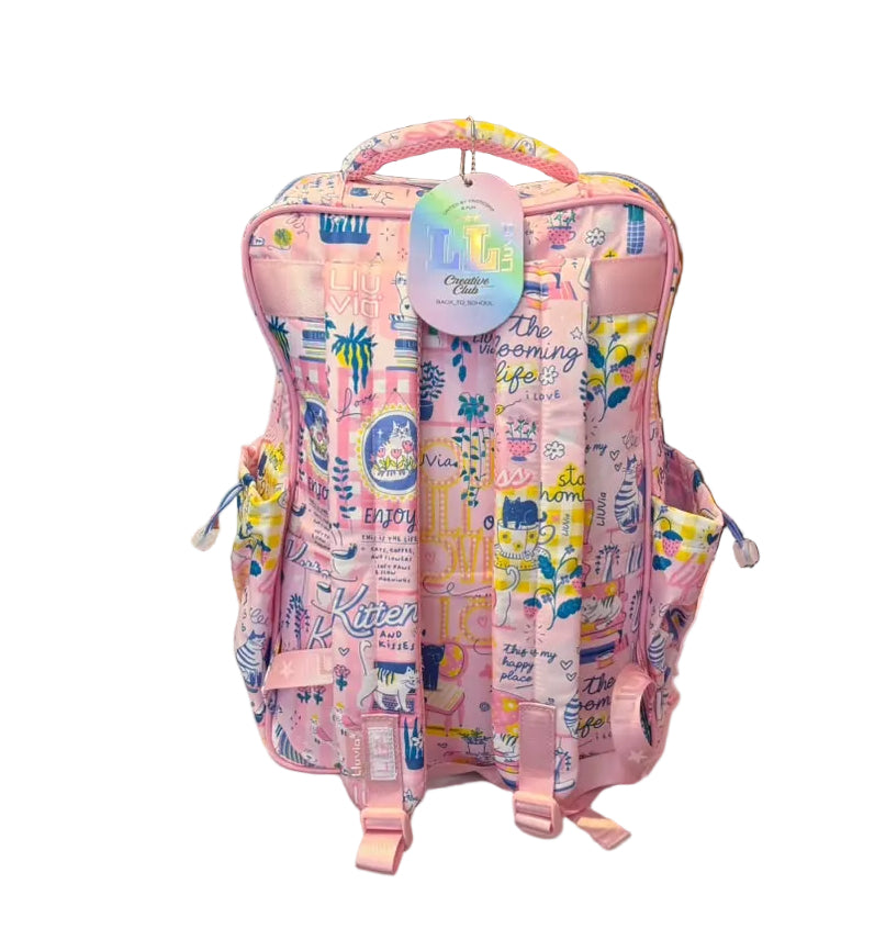 Mochila Primaria Rosa Con Accesorios Lluvia LL26BPC15