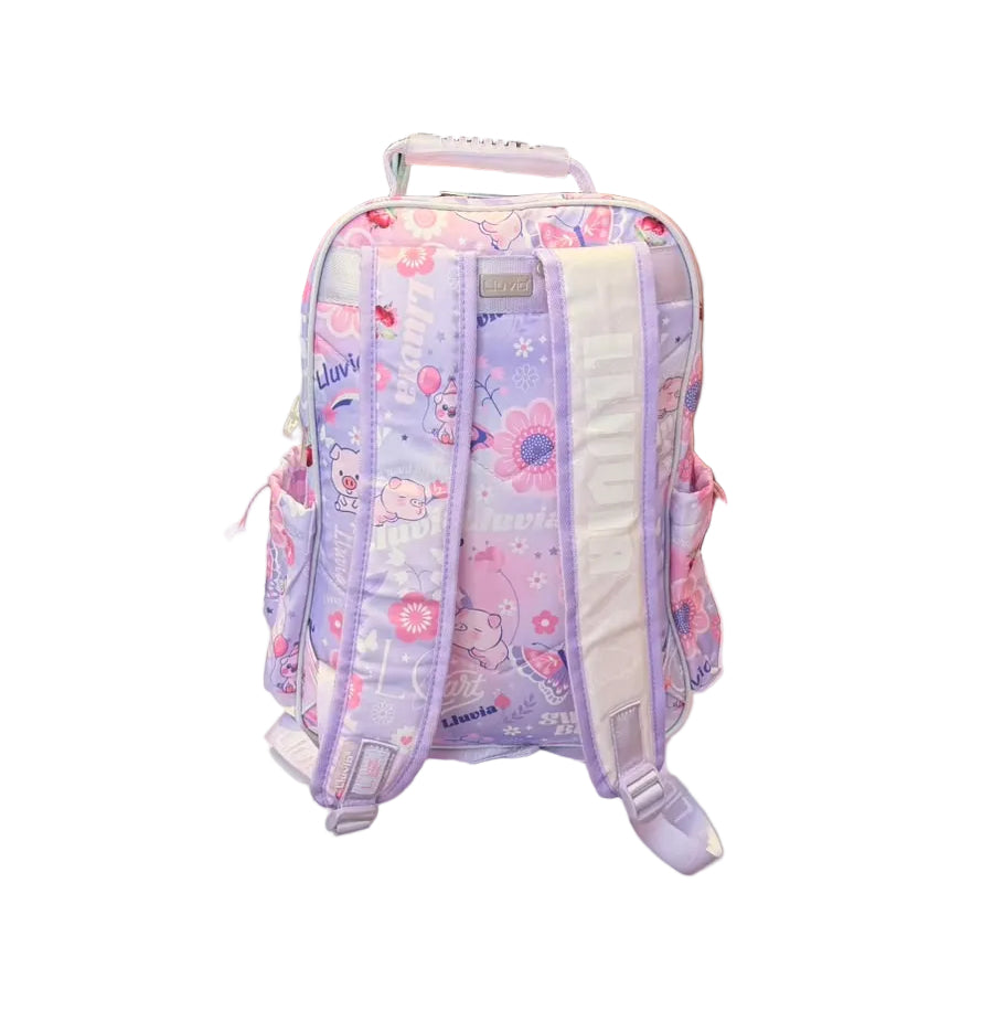 Mochila Primaria Rosa Con Figuras Lluvia LL26BPC07