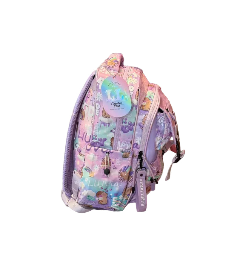 Mochila Primaria Lila Con Broches Lluvia LL26BPC23