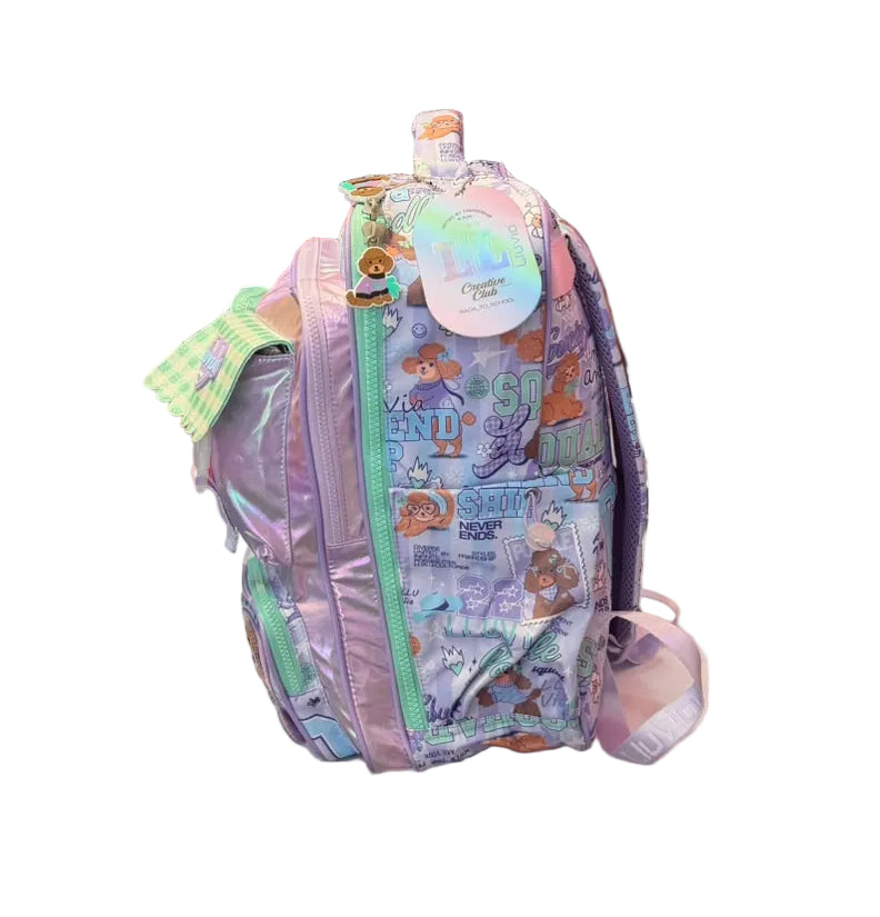Mochila Primaria Lila Con Accesorios Lluvia LL26BPC14