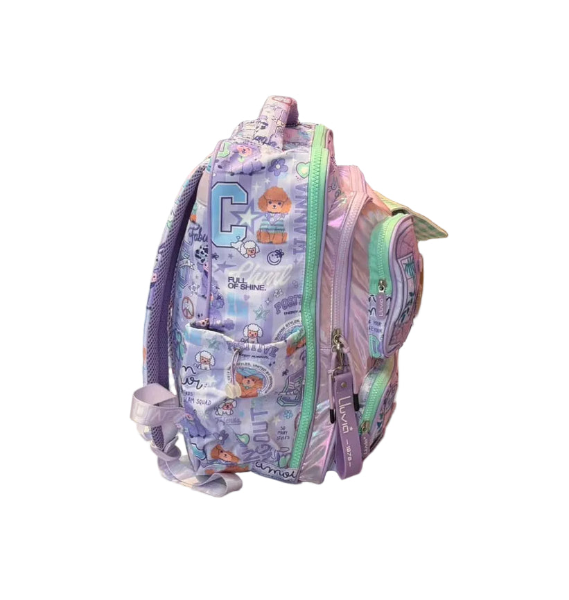 Mochila Primaria Lila Con Accesorios Lluvia LL26BPC14