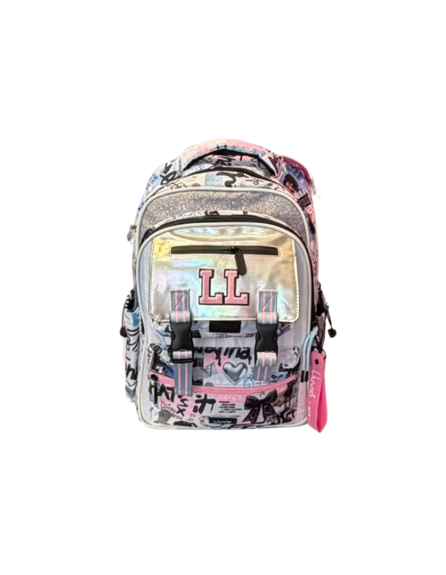 Mochila Primaria Gris Con Broches Lluvia LL26BPC24